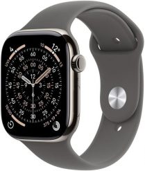 Smartwatch Apple Watch 11 GPS + Cellular 42mm Natural Titanium Sport Band S/M Grafitowy (MF8M4ZR/A). Szare zegarki smartwatch Apple, bez wzorów. Za 4,367.59 zł.