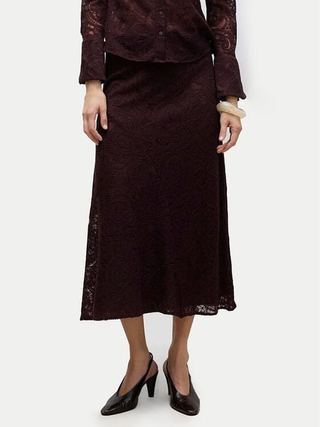 Vero Moda Spódnica midi Urshila 10336946 Bordowy Regular Fit. Czerwone spódnice damskie Vero Moda, l, bez wzorów, z bawełny, midi. Za 299.99 zł.