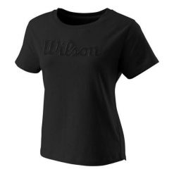 Koszulka damska Wilson Script Eco Cotton Tee. Czarne bluzki damskie Wilson, xs, bez wzorów, sportowe, bez kołnierzyka, bez ramiączek. Za 95.00 zł.