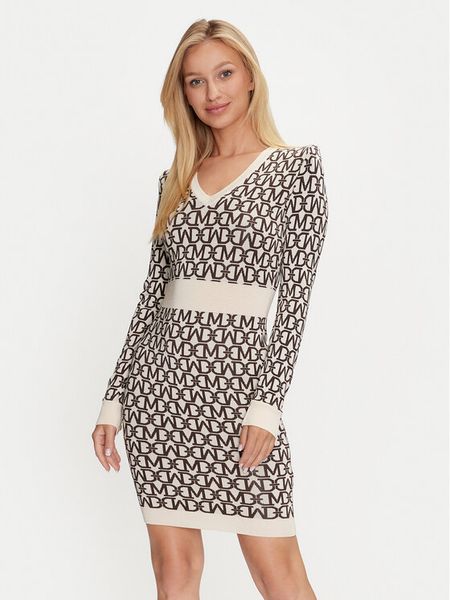 Marciano Guess Sukienka dzianinowa 4YGK74 5036Z Beżowy Regular Fit. Brązowe sukienki damskie Marciano Guess, z aplikacjami, z dzianiny, bez kołnierzyka, bez ramiączek. Za 689.99 zł.