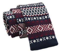 Krawat Dziergany Świąteczny Granatowo-Bordowy Męski Knit Wzór Norweski- 5,5 cm ALTIES. Czerwone krawaty i muchy Alties, bez wzorów, z dzianiny, sportowe. Za 55.00 zł.