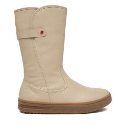 Kozaki Rieker. Brązowe kozaki damskie Rieker, bez wzorów, bez obcasa, na płaskiej podeszwie, bez zapięcia. Za 399.99 zł.