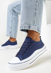 Granatowe Trampki przed Kostkę na Grubej Podeszwie Asylia. Niebieskie trampki i tenisówki damskie Born2be, bez wzorów, przed kostkę, bez zapięcia. Za 39.99 zł.