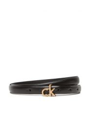Calvin Klein Pasek Damski Ck Buckle Skinny Belt 15Mm LV04F7034G Czarny. Czarne paski damskie Calvin Klein, bez wzorów, ze skóry. Za 139.99 zł.