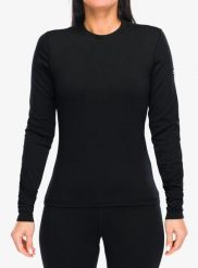 Bluza termoaktywna damska Super.natural Lux Base LS. Czarne bluzy damskie super.natural, l, bez wzorów, z dzianiny, eleganckie, bez ramiączek, bez kaptura. Za 444.39 zł.