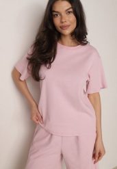 Różowy Klasyczny T-shirt z Bawełny o Prostym Kroju Phemeni. Czerwone t-shirty damskie Born2be, l, bez wzorów, z bawełny, eleganckie, bez kołnierzyka, bez ramiączek. Za 59.99 zł.