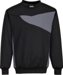 Portwest PW273 - Bluza PW2 z okrągłym wykończeniem pod szyją - czarny-szary 2XL. Czarne bluzy męskie Portwest, m, bez wzorów, bez ramiączek, bez kaptura. Za 92.25 zł.