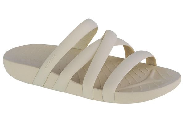 Klapki damskie Crocs Splash Strappy Sandal. Brązowe klapki damskie Crocs, na lato, bez wzorów, z materiału, bez obcasa, bez zapięcia. Za 291.00 zł.
