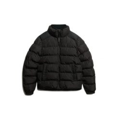 Kurtka puchowa Superdry. Czarne kurtki męskie Superdry, na zimę, m, bez wzorów, z puchu, bez kaptura. W wyprzedaży za 390.50 zł.