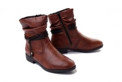 RIEKER 73691-24 brown, botki damskie. Brązowe botki damskie Rieker, na zimę, bez wzorów, bez obcasa, na obcasie, bez zapięcia. Za 349.90 zł.