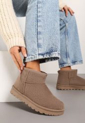 Ciemnobeżowe Płaskie Klasyczne Śniegowce z Ociepleniem Emiriellea. Brązowe śniegowce damskie Born2be, z jeansu, bez zapięcia. Za 79.99 zł.