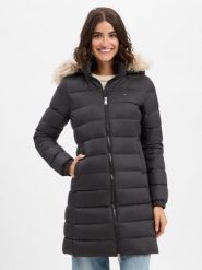 Tommy Jeans płaszcz puchowy Kobiety Sztuczne włókno czarny, XS. Czarne płaszcze damskie Tommy Jeans, xs, bez wzorów, z jeansu, bez kołnierzyka. Za 1,299.95 zł.