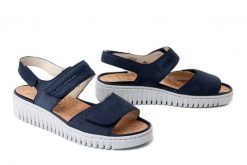 WALDLAUFER 630001 162 217 K-Valerie marine, sandały damskie. Niebieskie sandały damskie Waldläufer, bez wzorów, bez obcasa, bez zapięcia. Za 420.67 zł.
