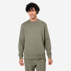 Bluza męska Domyos Gym & Pilates. Brązowe bluzy męskie DOMYOS, na lato, m, bez wzorów, z bawełny, sportowe, bez ramiączek, bez kaptura. Za 69.99 zł.