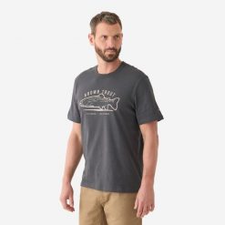 Koszulka z krótkim rękawem pstrąg. Szare bluzki damskie CAPERLAN, xl, bez wzorów, z bawełny, sportowe, bez kołnierzyka, bez ramiączek. Za 49.99 zł.