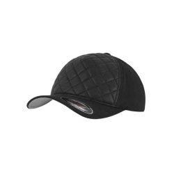 Czapka Z Daszkiem Diamond Quilt. Czarne czapki damskie FLEXFIT, bez wzorów, z bawełny. Za 88.99 zł.
