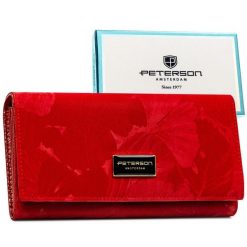 Czerwony portfel damski ze skóry naturalnej i ekologicznej Peterson PTN PS122-MLF. Czerwone portfele damskie Peterson, ze skóry. Za 129.99 zł.