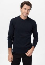 Bawełniany sweter S-RAYAN. Swetry męskie Volcano, l, bez wzorów, z bawełny, eleganckie, bez kołnierzyka, bez ramiączek. Za 159.99 zł.