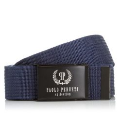 Pasek parciany PAOLO PERUZZI PW-09-105 CM granatowy. Niebieskie paski męskie Paolo Peruzzi, z materiału. Za 34.99 zł.