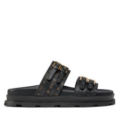 Klapki Pollini. Czarne klapki damskie Pollini, bez wzorów, bez obcasa, bez zapięcia. Za 1,619.00 zł.