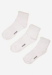 Białe Bawełniane Skarpety za Kostkę 3 Pack Foliane. Białe skarpety męskie Born2be, bez wzorów, z bawełny. Za 19.99 zł.