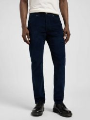 MESKIE SPODNIE LEE SLIM FIT MVP RIVET NAVY 112370602. Niebieskie spodnie materiałowe męskie Lee, bez wzorów, z materiału. Za 189.99 zł.