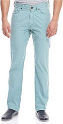 WRANGLER GREENSBORO MĘSKIE SPODNIE MATERIAŁOWE SMOKE BLUE W15QLL90B. Niebieskie spodnie materiałowe męskie Wrangler, bez wzorów, z materiału. Za 209.99 zł.