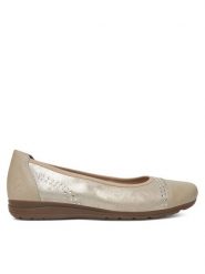 Rieker Baleriny L9353-62 Złoty. Żółte balerinki damskie Rieker, bez wzorów, ze skóry, bez obcasa, bez zapięcia. Za 319.99 zł.