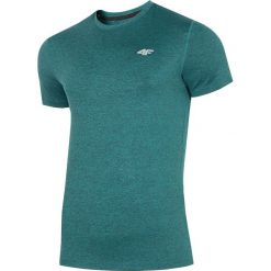 Koszulka treningowa męska TSMF301 - morska zieleń melanż. Zielone t-shirty męskie 4F, m, bez wzorów, z dzianiny, bez kołnierzyka, bez ramiączek. Za 69.99 zł.