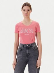 Guess T-Shirt W5YI05 J1314 Różowy Regular Fit. Czerwone t-shirty damskie Guess, xl, z aplikacjami, z bawełny, bez kołnierzyka, bez ramiączek. Za 119.99 zł.