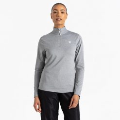 Bluza narciarska damska Lowline II z suwakiem. Szare bluzy damskie Dare 2B, na zimę, s, bez wzorów, z elastanu, sportowe, bez ramiączek, bez kaptura. W wyprzedaży za 119.99 zł.