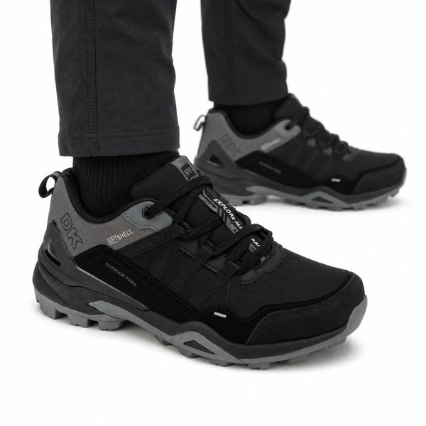 Buty męskie trekkingowe DK VENOM Softshell. Czarne trekkingi męskie DK, z jeansu, bez zapięcia. Za 199.00 zł.