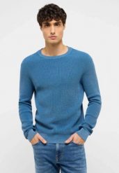 Męski Sweter Mustang Style Edward Dark Blue 1017414 5232. Niebieskie swetry męskie Mustang, m, bez wzorów, bez kołnierzyka, bez ramiączek. Za 139.99 zł.