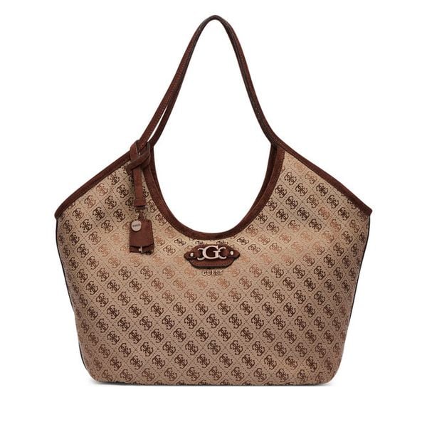 Torebka Guess. Brązowe shopperki damskie Guess, z aplikacjami, bez dodatków. Za 634.99 zł.