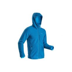 Kurtka polarowa turystyczna SH100 ultra-warm męska. Niebieskie kurtki męskie QUECHUA, m, bez wzorów, z elastanu, bez kaptura. Za 129.99 zł.