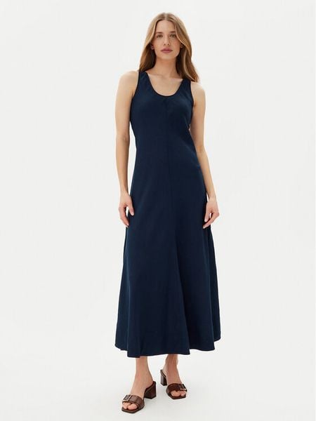 Tommy Hilfiger Sukienka letnia WW0WW46171 Granatowy Regular Fit. Niebieskie sukienki damskie Tommy Hilfiger, na lato, bez wzorów, ze lnu, bez kołnierzyka, bez ramiączek. Za 489.99 zł.