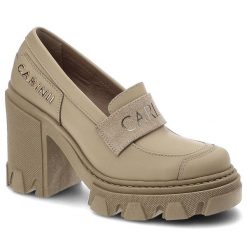 Beżowe Półbuty Carinii Modne Skórzane Buty Damskie. Brązowe półbuty damskie Carinii, bez wzorów, ze skóry, eleganckie, bez obcasa, na słupku, bez zapięcia. Za 369.00 zł.