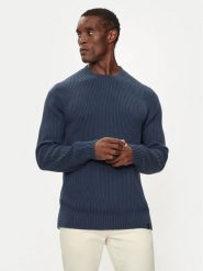 Calvin Klein Jeans Sweter Linear J30J326888 Granatowy Relaxed Fit. Niebieskie swetry męskie Calvin Klein Jeans, m, bez wzorów, z bawełny, bez kołnierzyka, bez ramiączek. Za 289.99 zł.