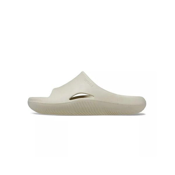 Klapki męskie Crocs Mellow Recovery Slide. Brązowe klapki męskie Crocs, bez wzorów, z materiału, bez zapięcia. Za 296.00 zł.