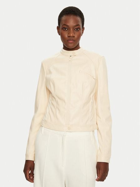 Guess Kurtka skórzana W4YL04 WE480 Écru Regular Fit. Kurtki damskie Guess, xl, z aplikacjami, ze skóry, bez kaptura. Za 419.99 zł.