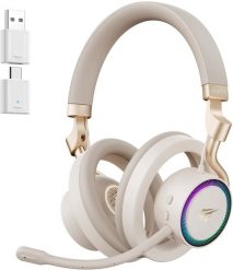 Havit Fuxi-H8 - bezprzewodowe słuchawki gamingowe (złote). Żółte słuchawki bezprzewodowe Havit. Za 350.72 zł.