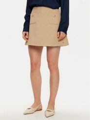 Tommy Hilfiger Spódnica mini WW0WW44994 Beżowy Regular Fit. Brązowe spódnice damskie Tommy Hilfiger, bez wzorów, z syntetyku, mini. Za 329.99 zł.