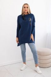 Bluza oversize z asymetrycznymi bokami jeansowa. Bluzy damskie KESI, l, bez wzorów, z bawełny, bez ramiączek, bez kaptura. Za 209.11 zł.