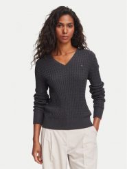 Tommy Hilfiger Sweter WW0WW44987 Szary ciemny Regular Fit. Szare swetry nierozpinane damskie Tommy Hilfiger, xxs, bez wzorów, z bawełny, bez kołnierzyka, bez ramiączek. Za 529.99 zł.