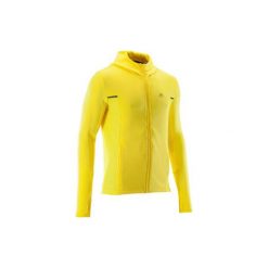 Kurtka do biegania męska RUN WARM+ żółta. Żółte kurtki męskie KALENJI, m, bez wzorów, z elastanu, bez kaptura. Za 119.99 zł.