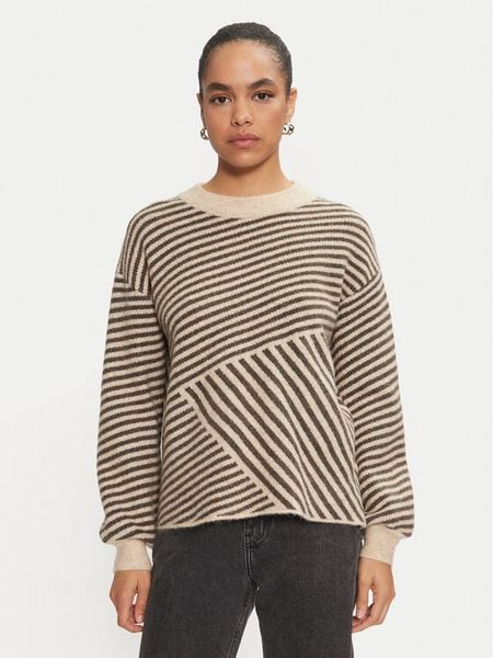 Kaffe Sweter Verana 10509061 Beżowy Regular Fit. Brązowe swetry nierozpinane damskie Kaffe, xl, bez wzorów, z syntetyku, bez kołnierzyka, bez ramiączek. Za 149.99 zł.