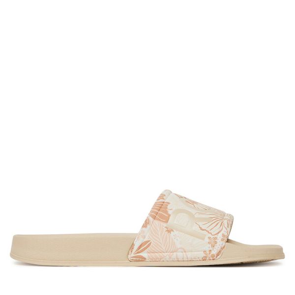 Klapki Roxy. Brązowe klapki damskie Roxy, bez wzorów, bez obcasa, bez zapięcia. Za 99.99 zł.