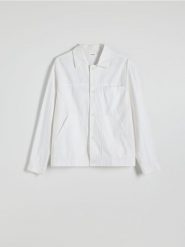 Koszula comfort z domieszką lnu - biały. Białe koszule męskie Reserved, l, bez wzorów, z bawełny, bez kołnierzyka, bez ramiączek. W wyprzedaży za 99.99 zł.