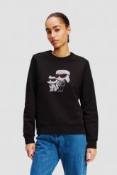 KARL LAGERFELD Czarna bluza z cyrkoniami Ikon Rs Duo. Czarne bluzy damskie KARL LAGERFELD, s, bez wzorów, bez ramiączek, bez kaptura. W wyprzedaży za 639.99 zł.