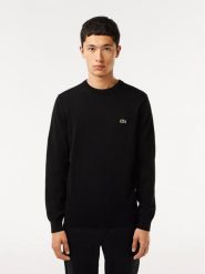 Lacoste Sweter AH1985 Czarny Regular Fit. Czarne swetry męskie Lacoste, m, bez wzorów, z bawełny, bez kołnierzyka, bez ramiączek. Za 569.99 zł.